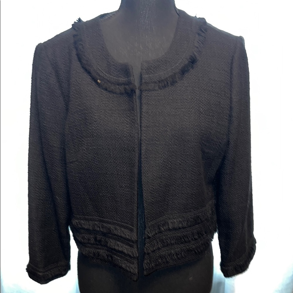 Karl Lagerfeld Black Textured cropped Blazer